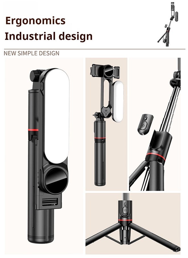 Generic - 44.88 Inches Selfie Stick Tripod for phone, All-in-1 Phone Tripod Stand with Rechargeable Bluetooth Remote,Removable fill light,Compatible with iPhone and Android Smartphones,Lightweight Tripod for for Selfies/Live/Video Recording/Travel - Image 1