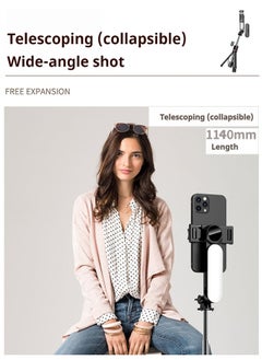 Generic 44.88 Inches Selfie Stick Tripod for phone, All-in-1 Phone Tripod Stand with Rechargeable Bluetooth Remote,Removable fill light,Compatible with iPhone and Android Smartphones,Lightweight Tripod for for Selfies/Live/Video Recording/Travel  - Image 2