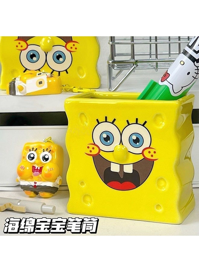 سبونج بوب سكوير بانتس حامل فرشاة المكياج، حامل فرشاة الأسنان، حامل أقلام الرصاص، حامل أقلام للمكتب، لطيف لحفلات أعياد الميلاد العائلية، هدية للديكور المنزلي - Image 3