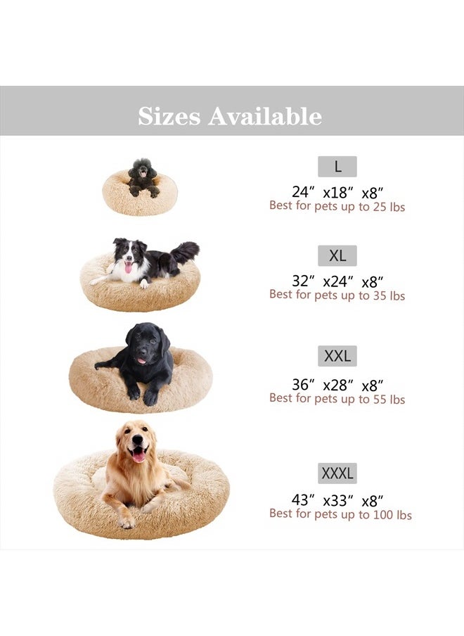 MFox - Calming Dog Bed (L/XL/XXL/XXXL) for Medium and Large Dogs Comfortable Pet Bed Faux Fur Donut Cuddler Up to 25/35/55/100lbs - Image 1