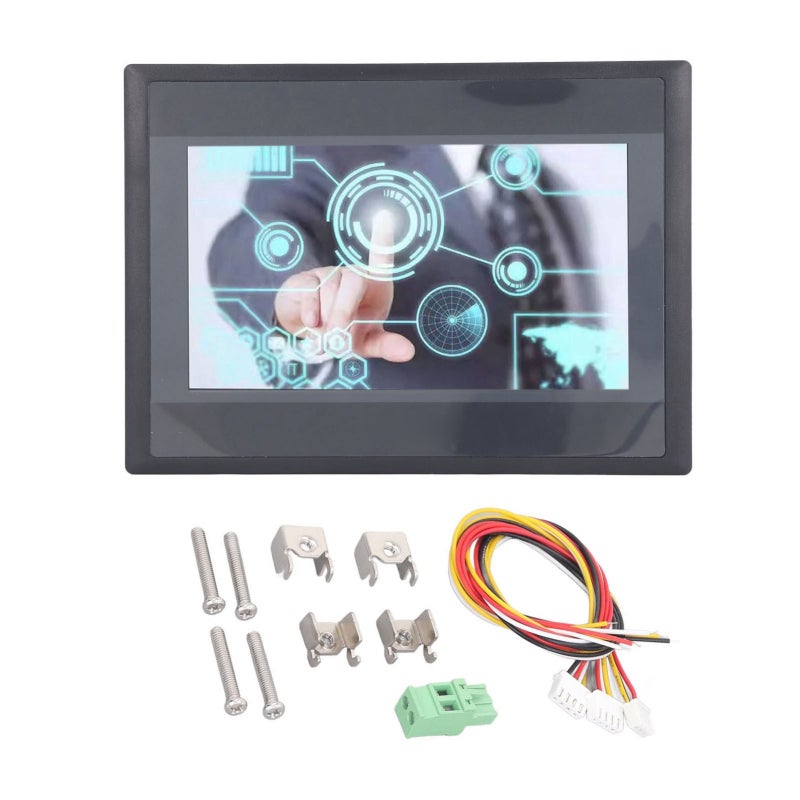 شاشة HMI تعمل باللمس مقاس 7 بوصة بدقة 800×480 بكسل، معالج ARM9 متوافق مع PLC من نوع FX3U - لوحة أمامية بمعيار الحماية IP65 للتشغيل الآلي الصناعي - Image 1