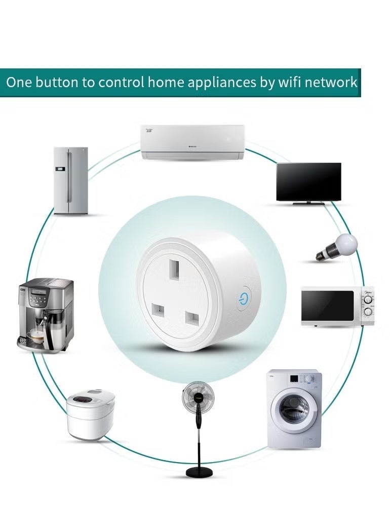 Smart WiFi Plug, 16A Smart Outlet Plug Socket for Home appliances Automation Compatible with Google Home & Alexa. Mini Socket with remote & voice control with timer function. No Hub required. (Pack of 2) - Image 4