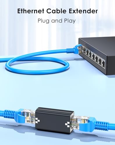 Mepsies Ethernet Coupler 1Gbps, Ethernet Cable Extender, Gigabit RJ45 Coupler Connector for Extending Network Cables up to 328 FT, Compatible with Cat5 Cat5e Cat6 Cat6A Cat7 Cat8 Cables, Black - Image 4