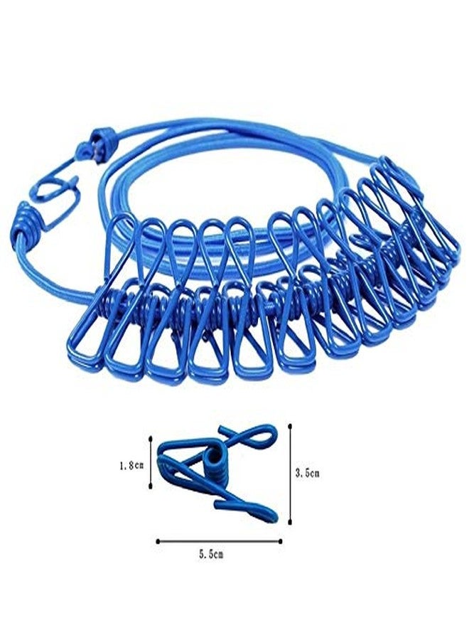 Moxtiza Travel Elastic Clothesline Laundry Line Camping Clothes Lines Adjustable Clothes Rope With 12pcs Clothespins Portable Clothesline With Clips For Outdoor Indoor Wind-proof Clothesline - Image 5