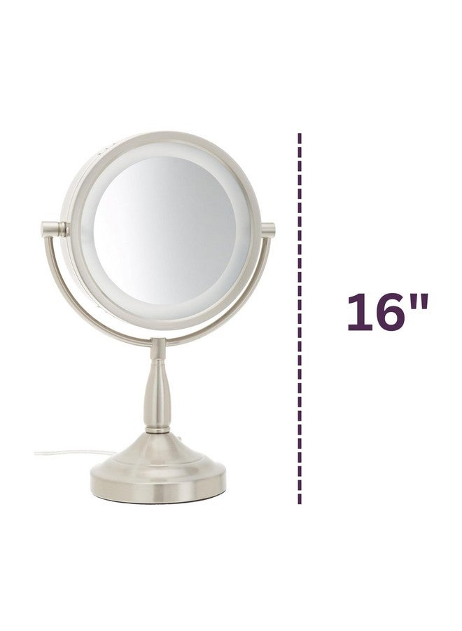 Jerdon Lighted Tabletop Makeup Mirror Halo Lighted Makeup Mirror With 1X And 7X Magnification In Nickel Finish 8.5Inch Diameter Vanity Mirror Model Lt856N - Image 2