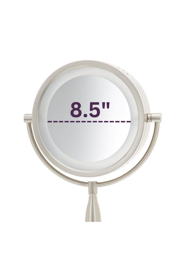 Jerdon Lighted Tabletop Makeup Mirror Halo Lighted Makeup Mirror With 1X And 7X Magnification In Nickel Finish 8.5Inch Diameter Vanity Mirror Model Lt856N - Image 3