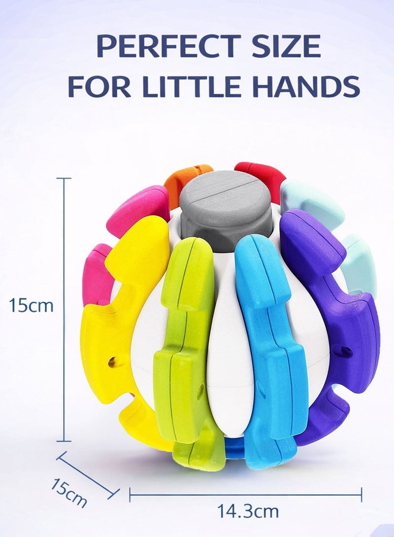 Oobidoo Baby Puzzle Transform Ball Toy for Toddlers 12 Months+, 2 in 1 Snap Build Deformation Ball, Colorful Brain Development Educational Toy, Fine Motor Skills Learning, Shape Sorting Construction Playset, Sensory Activity Toy for Kids Boys Girls - Image 5