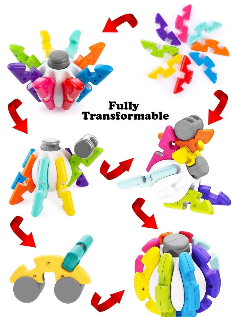 Oobidoo Baby Puzzle Transform Ball Toy for Toddlers 12 Months+, 2 in 1 Snap Build Deformation Ball, Colorful Brain Development Educational Toy, Fine Motor Skills Learning, Shape Sorting Construction Playset, Sensory Activity Toy for Kids Boys Girls - Image 4