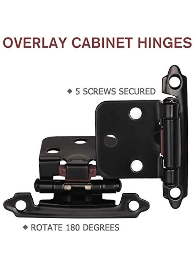 12 PCS Black Cabinet Door Hinges, 1/2 Overlay Kitchen Self Closing Hinges Hardware Replacement(6 Pairs)  - Image 5