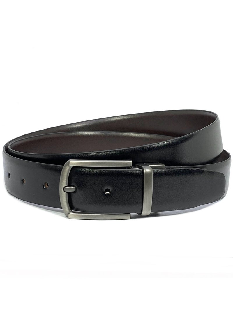 FOCUS Focus Faux Leather Reversible Belt for Men Stylish Formal Belt with Adjustable Buckle – Black & Brown Men's Belt for Formal Wear, Trouser Belt, Gifts for Men  - Image 1