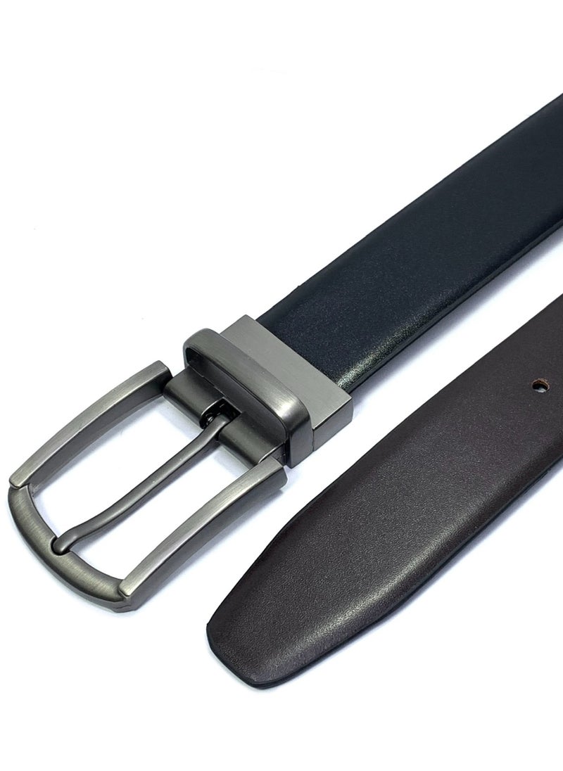 FOCUS Focus Faux Leather Reversible Belt for Men Stylish Formal Belt with Adjustable Buckle – Black & Brown Men's Belt for Formal Wear, Trouser Belt, Gifts for Men  - Image 2