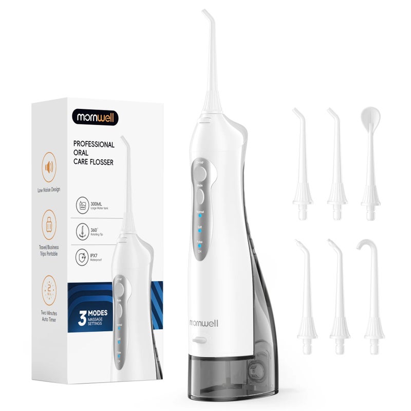 Mornwell Water Flosser Teeth Picks 6 Jets 3 Modes Portable Cordless D52 Water Floss For Teeth Cleaner IPX7 Waterproof Oral Picks - Image 1