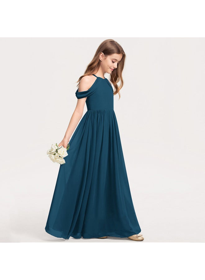 Children's Dress Princess Dress  New Chiffon Violin Performance Compeion Girls' Export European And American Solid Color Dress