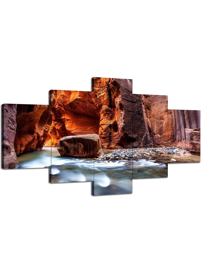 Home Trove Artbrush Tower Zion National Park Water Stream Landscape Wall Decor - Image 1