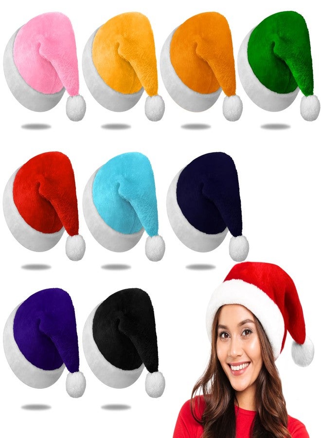 JaGely 9 Pack Plush Santa Hats Christmas Colorful Gnome Hat Xmas Dwarf for Adults Men Women Holiday Party Supplies Christmas Adults - Image 1