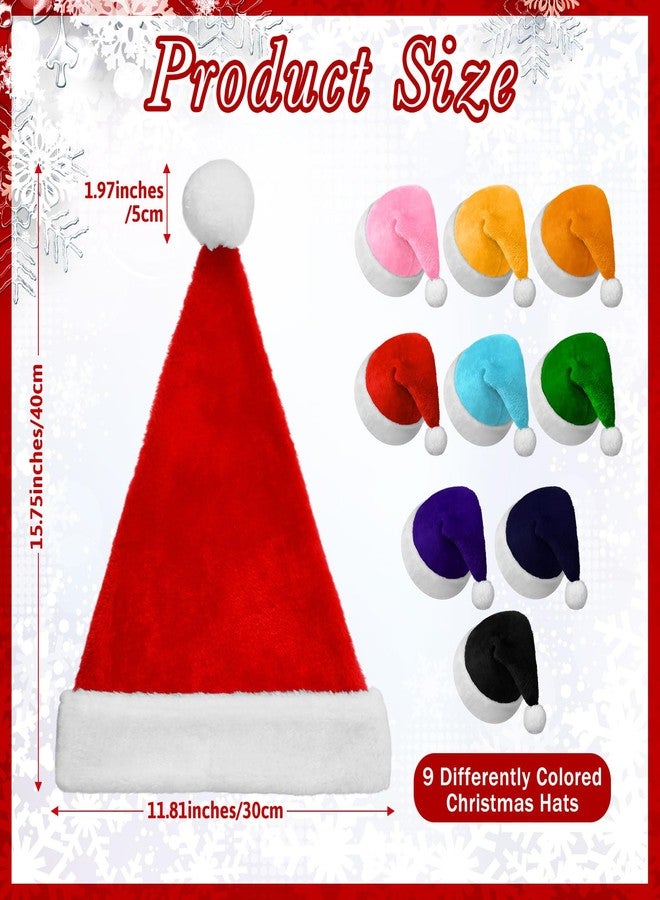 JaGely 9 Pack Plush Santa Hats Christmas Colorful Gnome Hat Xmas Dwarf for Adults Men Women Holiday Party Supplies Christmas Adults - Image 2