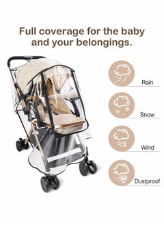 KASTWAVE Universal Pushchair Cover Travel Outdoor Rain Cover, Children Umbrella Car Windshield Rain Cover for Buggy Pram, Double Zipper EVA Transparent and Windproof Waterproof Dust Snow  - Image 2