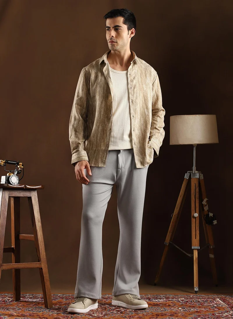 CAHOOT  Men's Coin Grey Micro-Waffle Cuffed Trousers for Men | Best Price UAE