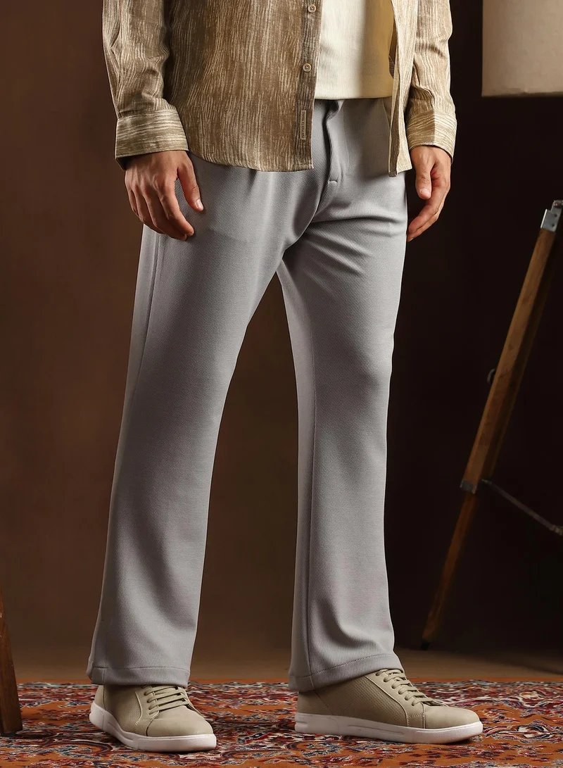 CAHOOT  Men's Coin Grey Micro-Waffle Cuffed Trousers for Men | Best Price UAE
