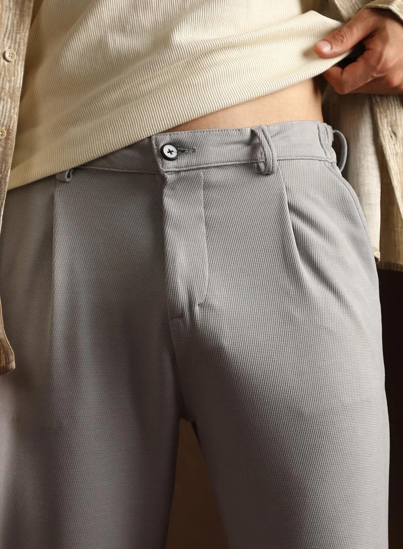CAHOOT  Men's Coin Grey Micro-Waffle Cuffed Trousers for Men | Best Price UAE