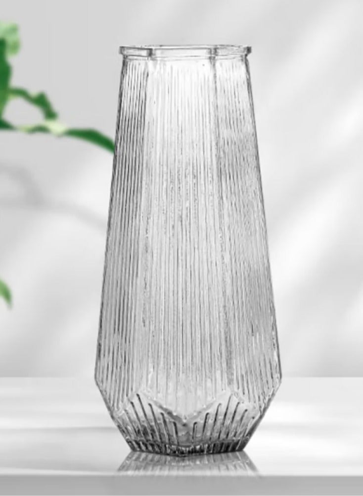 Jingke Glass Vase Simple Desktop Vase Living Room Decoration Ornaments Transparent 25cm - Image 2