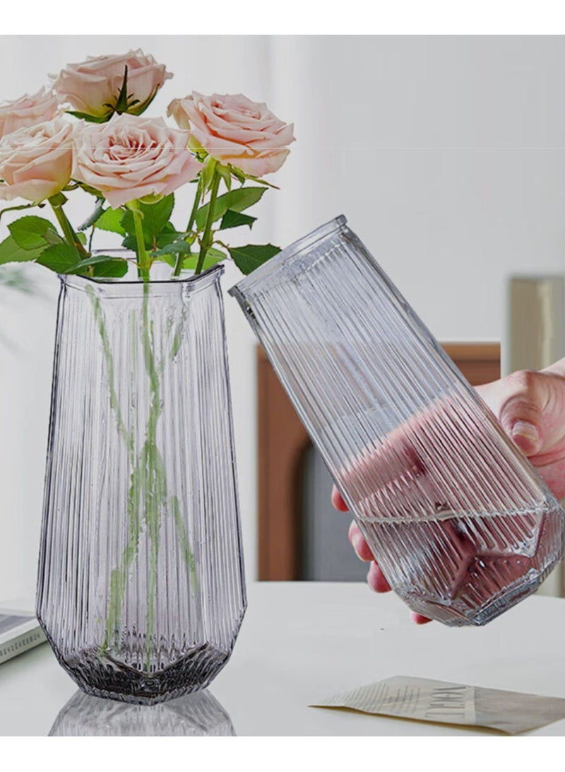 Jingke Glass Vase Simple Desktop Vase Living Room Decoration Ornaments Transparent 25cm - Image 3