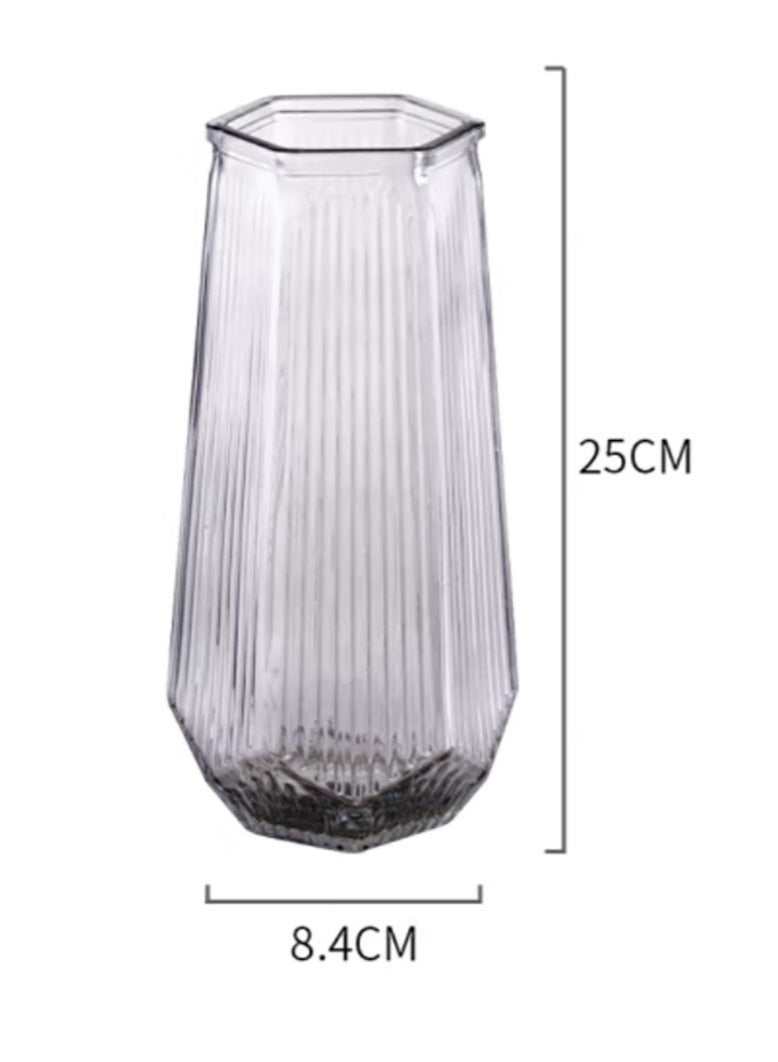 Jingke Glass Vase Simple Desktop Vase Living Room Decoration Ornaments Transparent 25cm - Image 1