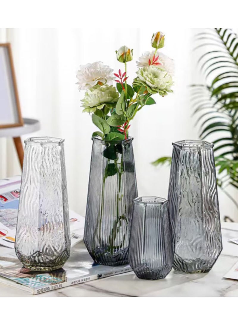 Jingke Glass Vase Simple Desktop Vase Living Room Decoration Ornaments Transparent 25cm - Image 4