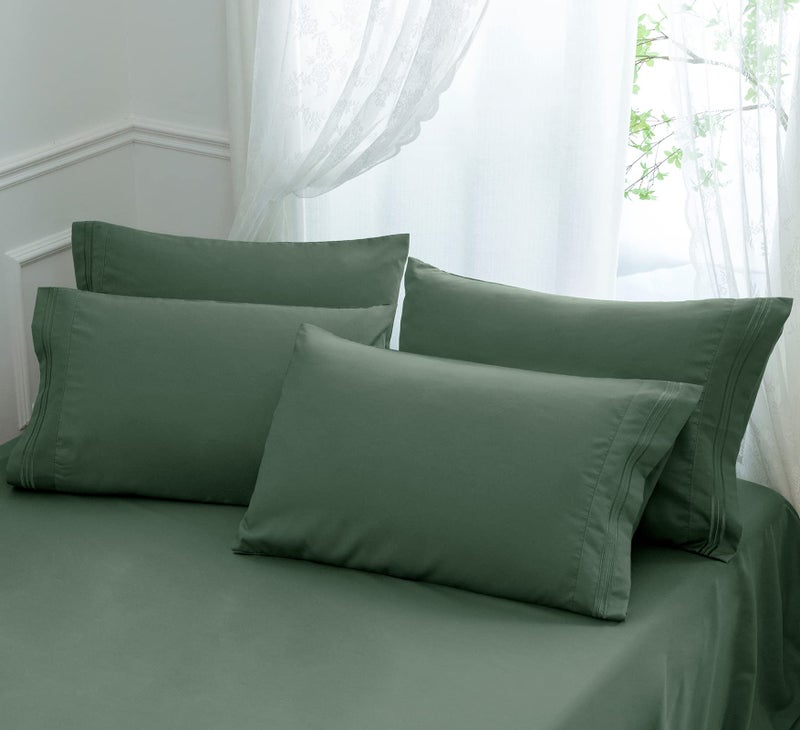 Aormenzy Microfiber Pillow Cases  Standard Size Set of 41800 Thread Count Ultra Soft Green Pillowcases  Wrinkle Resistant Pillow Covers with Envelope Closure  20 x 26