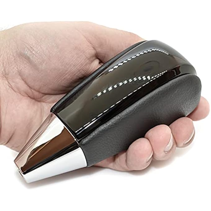 SHIFTIN Leather and Wood Gear Shift Knob for Toyota Land Cruiser 4Runner Sequoia Tundra and Lexus Punched Black LeatherPiano Black - Image 5