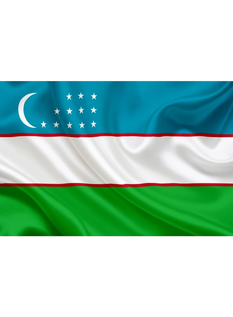 ARS Uzbekistan Flag - Heavy-Duty 210D Satin, Uzbekistan Flag for Outdoor/Indoor, Fade Resistant, Flag Day, And Home-Polyester, Sport Day, FIFA World Cup-Size Available - Image 3