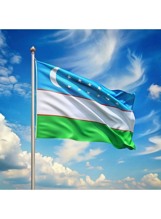 ARS Uzbekistan Flag - Heavy-Duty 210D Satin, Uzbekistan Flag for Outdoor/Indoor, Fade Resistant, Flag Day, And Home-Polyester, Sport Day, FIFA World Cup-Size Available - Image 2