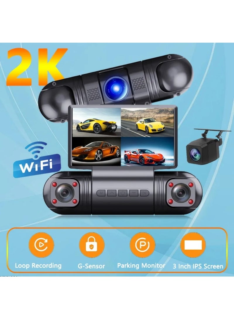 أف بي سي كاميرا سيارة DVR رباعية القنوات من FPC، مسجل فيديو 360 درجة، تطبيق واي فاي، كاميرا سيارة مراقبة 24 ساعة، كاميرا الرؤية الخلفية، مسجل سيارة - Image 3