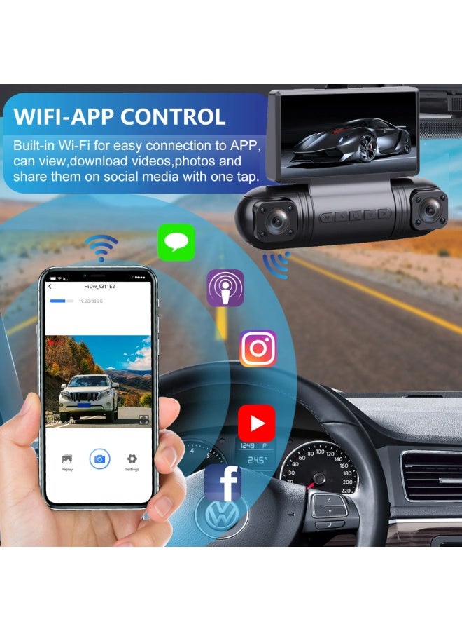 أف بي سي كاميرا سيارة DVR رباعية القنوات من FPC، مسجل فيديو 360 درجة، تطبيق واي فاي، كاميرا سيارة مراقبة 24 ساعة، كاميرا الرؤية الخلفية، مسجل سيارة - Image 4