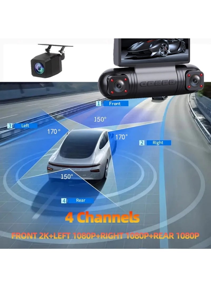 أف بي سي كاميرا سيارة DVR رباعية القنوات من FPC، مسجل فيديو 360 درجة، تطبيق واي فاي، كاميرا سيارة مراقبة 24 ساعة، كاميرا الرؤية الخلفية، مسجل سيارة - Image 5