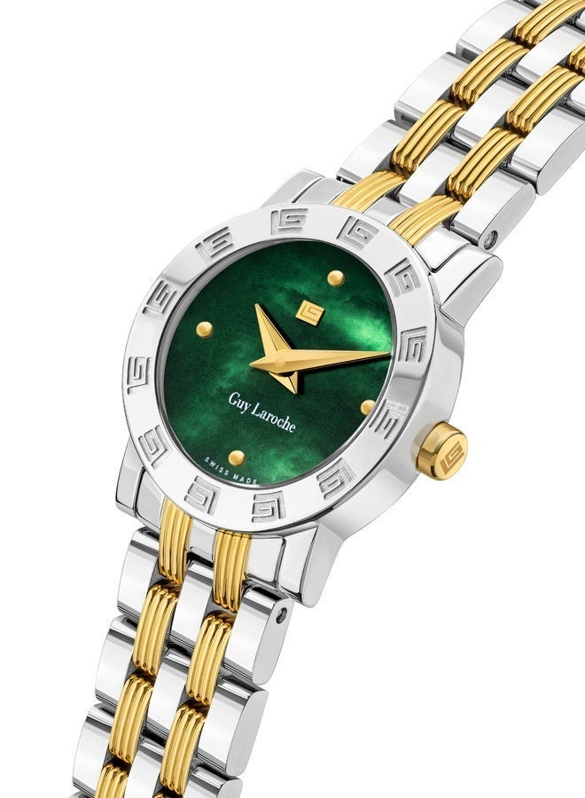 Guy Laroche Alex Green Mother-of-pearl Dial and Stainless Steel Bracelet Watch for Women 22mm - Image 2