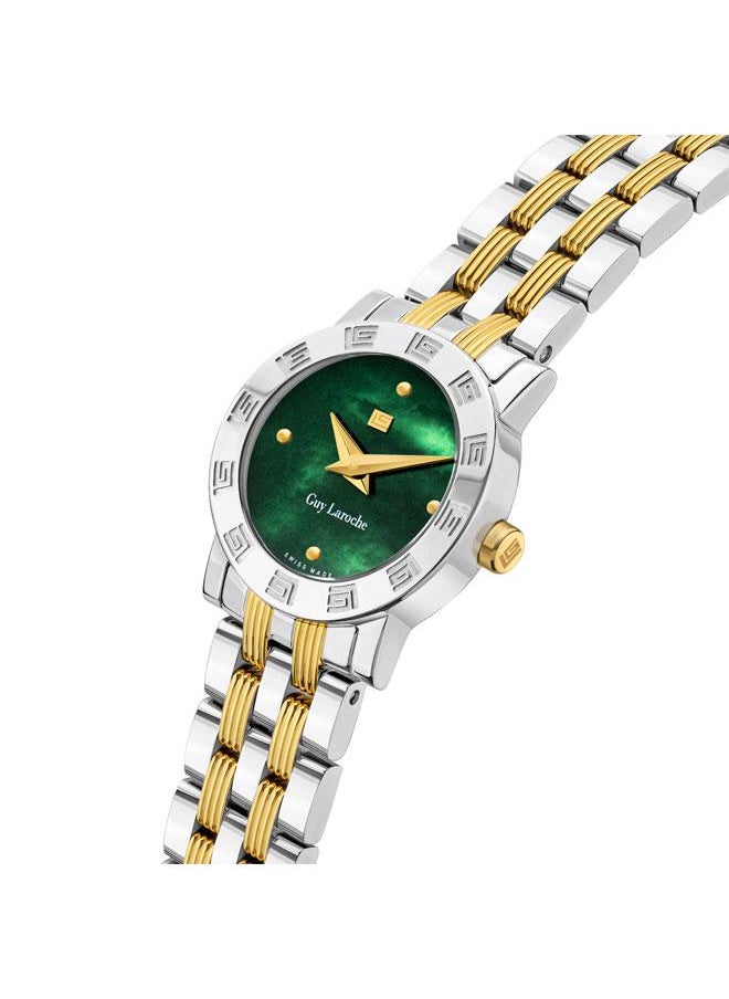 Guy Laroche Alex 22mm Women's Swiss Watch with Green Mother-of-pearl Dial & Stainless Steel Bracelet  - Image 2