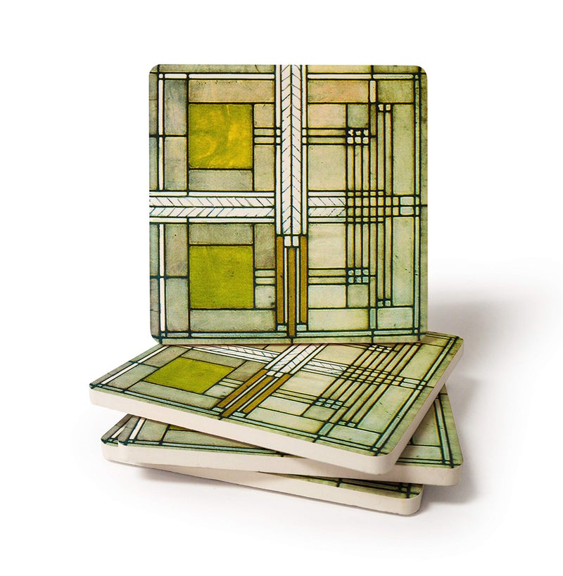 CoasterStone Absorbent Coaster Set for Drinks Frank Lloyd Wright WILLITS SQUARE