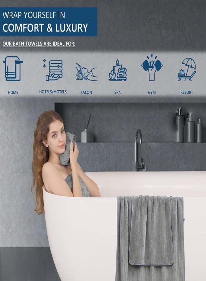 JessyHome 18 Piece Bath Towels Set,Ultra Soft Family Bathroom Towel Set with Hanging Loops-6 Bath Towels,6 Hand Towels,6 Washcloths,Highly Absorbent Quick Dry Shower Towel for Bathroom,Hotel,Spa-Grey Towel Set - Image 3