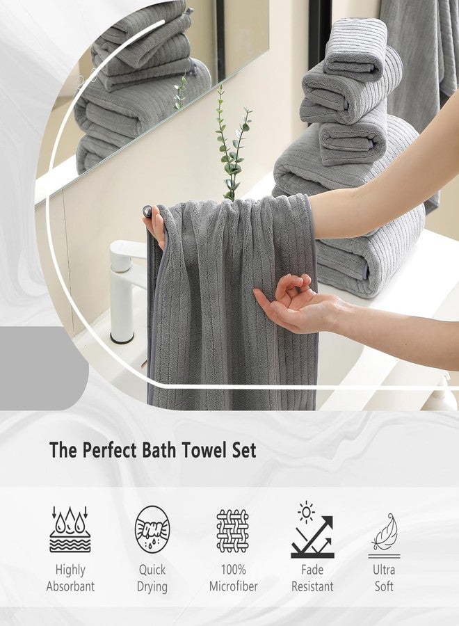 JessyHome 18 Piece Bath Towels Set,Ultra Soft Family Bathroom Towel Set with Hanging Loops-6 Bath Towels,6 Hand Towels,6 Washcloths,Highly Absorbent Quick Dry Shower Towel for Bathroom,Hotel,Spa-Grey Towel Set - Image 4