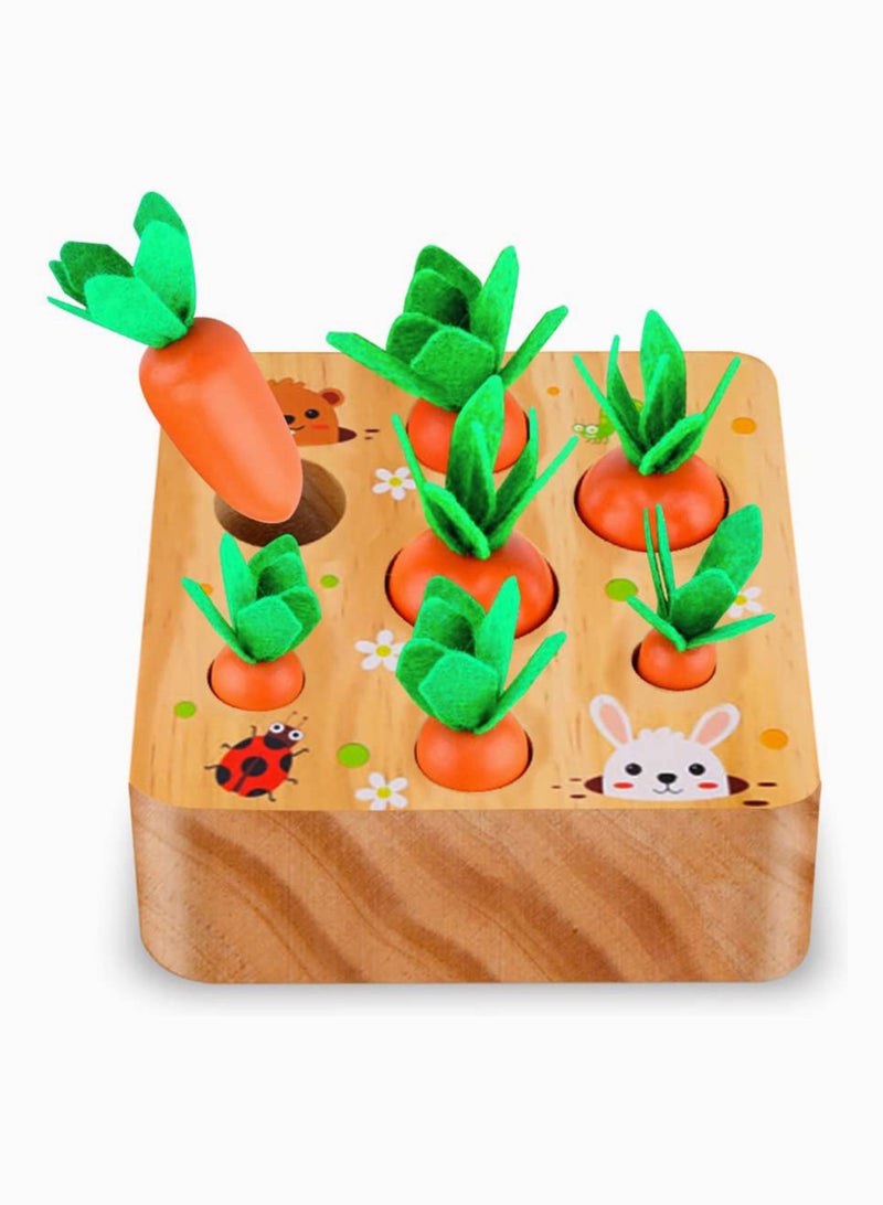 Montessori Wooden Puzzle Toy with 7 Colorful Carrot Pieces for Kids - Image 1