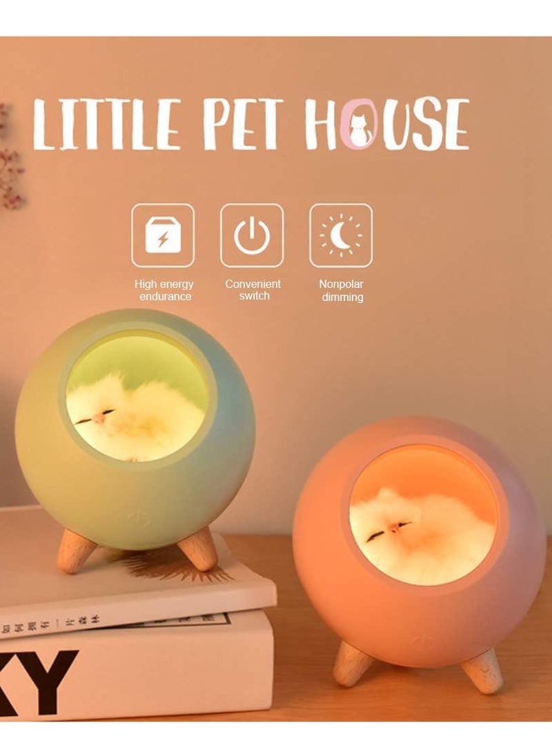بيت الحيوانات الأليفة الصغير اللطيف للأطفال، ضوء ليلي محمول، شحن USB مزدوج الطاقة، مصباح جو لإضاءة غرفة النوم، هدايا للأطفال (أخضر) - Image 3