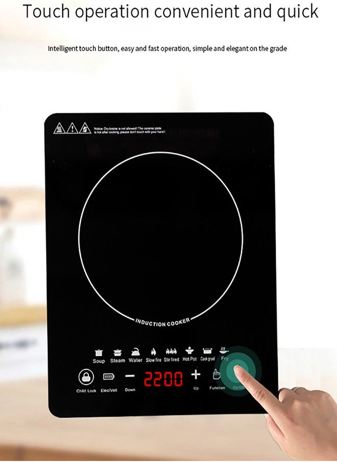 Arabest - Portable Induction Cookertop Induction Hob 1 Zone, Inset Electric Cooktop Flex Mode 2200W, Slider Touch Control 220-240V Single Electric Cooktops Countertop Stoveck - Image 1