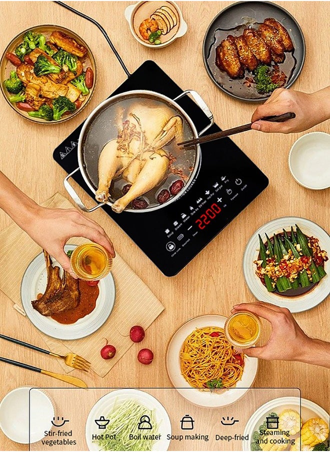Arabest - Portable Induction Cookertop Induction Hob 1 Zone, Inset Electric Cooktop Flex Mode 2200W, Slider Touch Control 220-240V Single Electric Cooktops Countertop Stoveck - Image 1