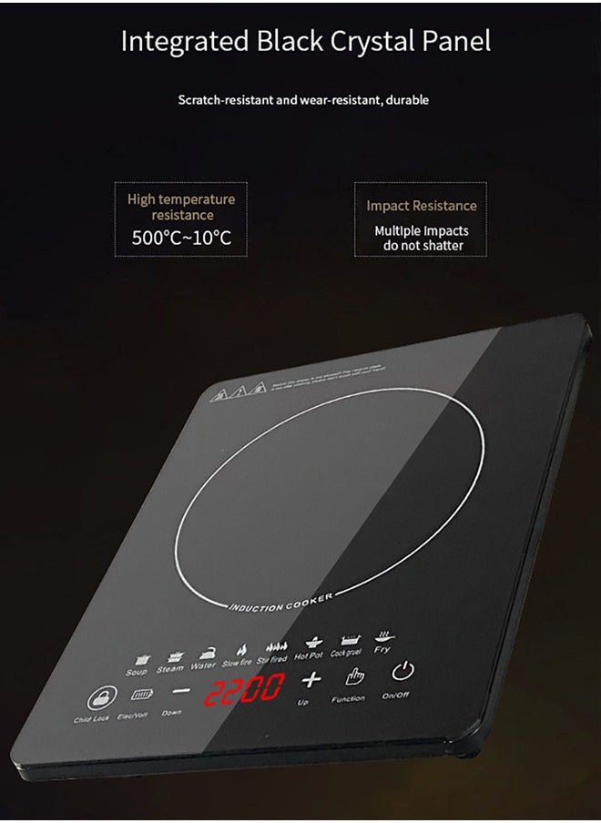 Arabest - Portable Induction Cookertop Induction Hob 1 Zone, Inset Electric Cooktop Flex Mode 2200W, Slider Touch Control 220-240V Single Electric Cooktops Countertop Stoveck - Image 1