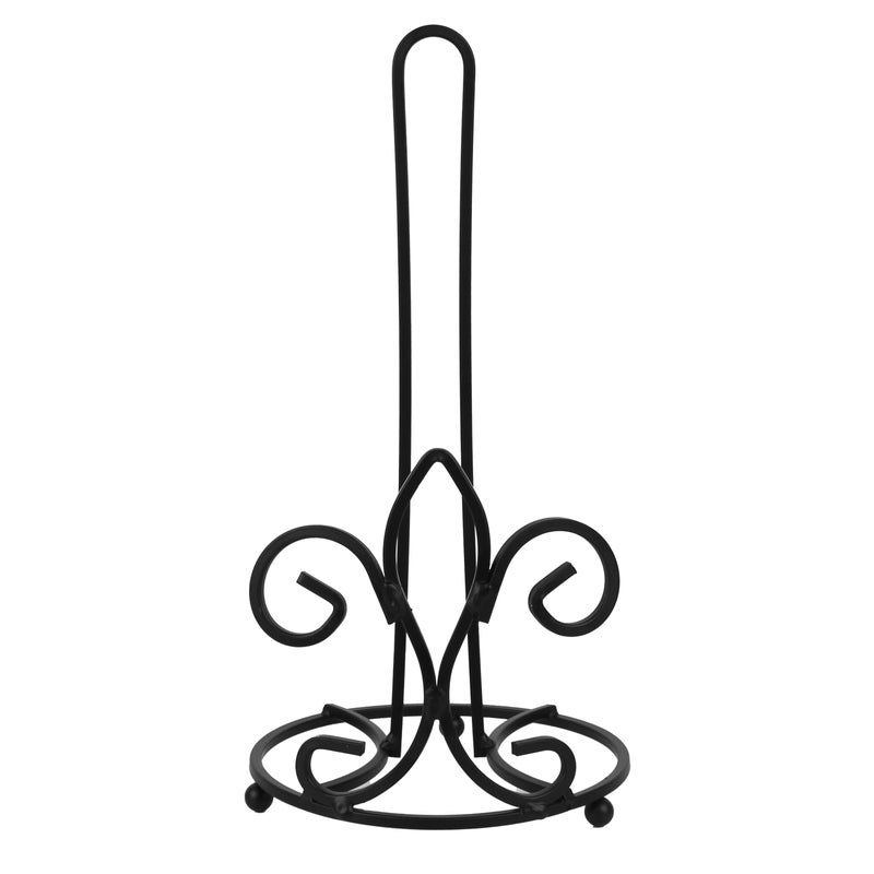 Servette Home Fleur De Lis Paper Towel Holder  Black 