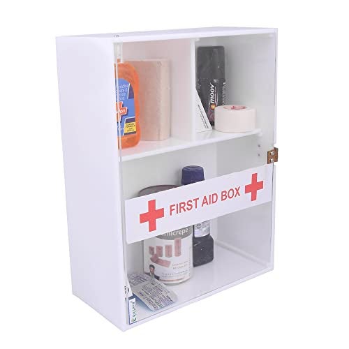 Rasper Acrylic First Aid Box Emergency Medical Box First Aid Kit Box for Home School & Office Wall Mountable Multi Compartment Heavy Acrylic First Aid Box (White & Transparent) - 12x9x4.5 Inches - Image 3