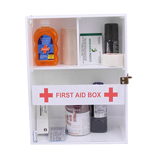 Rasper Acrylic First Aid Box Emergency Medical Box First Aid Kit Box for Home School & Office Wall Mountable Multi Compartment Heavy Acrylic First Aid Box (White & Transparent) - 12x9x4.5 Inches - Image 1
