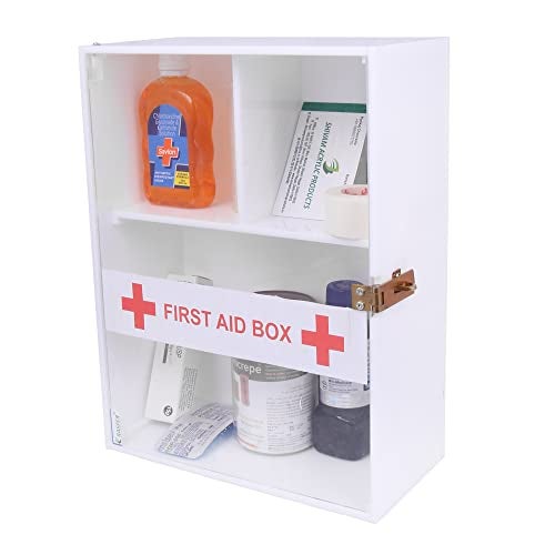 Rasper Acrylic First Aid Box Emergency Medical Box First Aid Kit Box for Home School & Office Wall Mountable Multi Compartment Heavy Acrylic First Aid Box (White & Transparent) - 12x9x4.5 Inches - Image 2