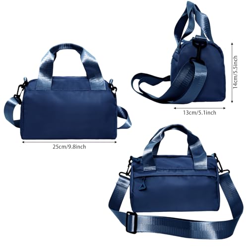 Hftjtsa Mini Gym Bag Sport Bag Adjustable Small Duffle Bag Detachable Strap Gym Tote for Women Men Portable Fitness Shoulder Bag for Sports Travel (Dark Blue) - Image 2